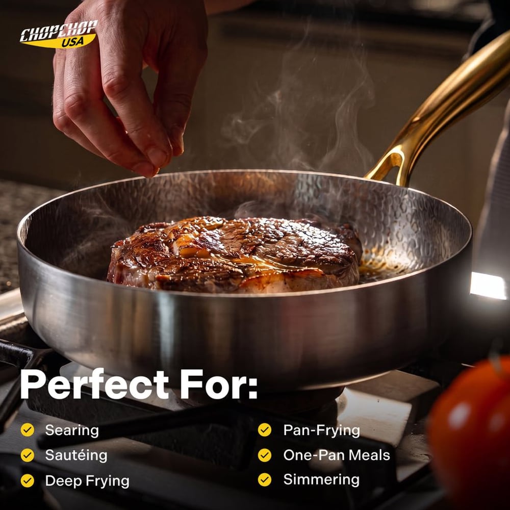 Searing meat in the titanium deep pan