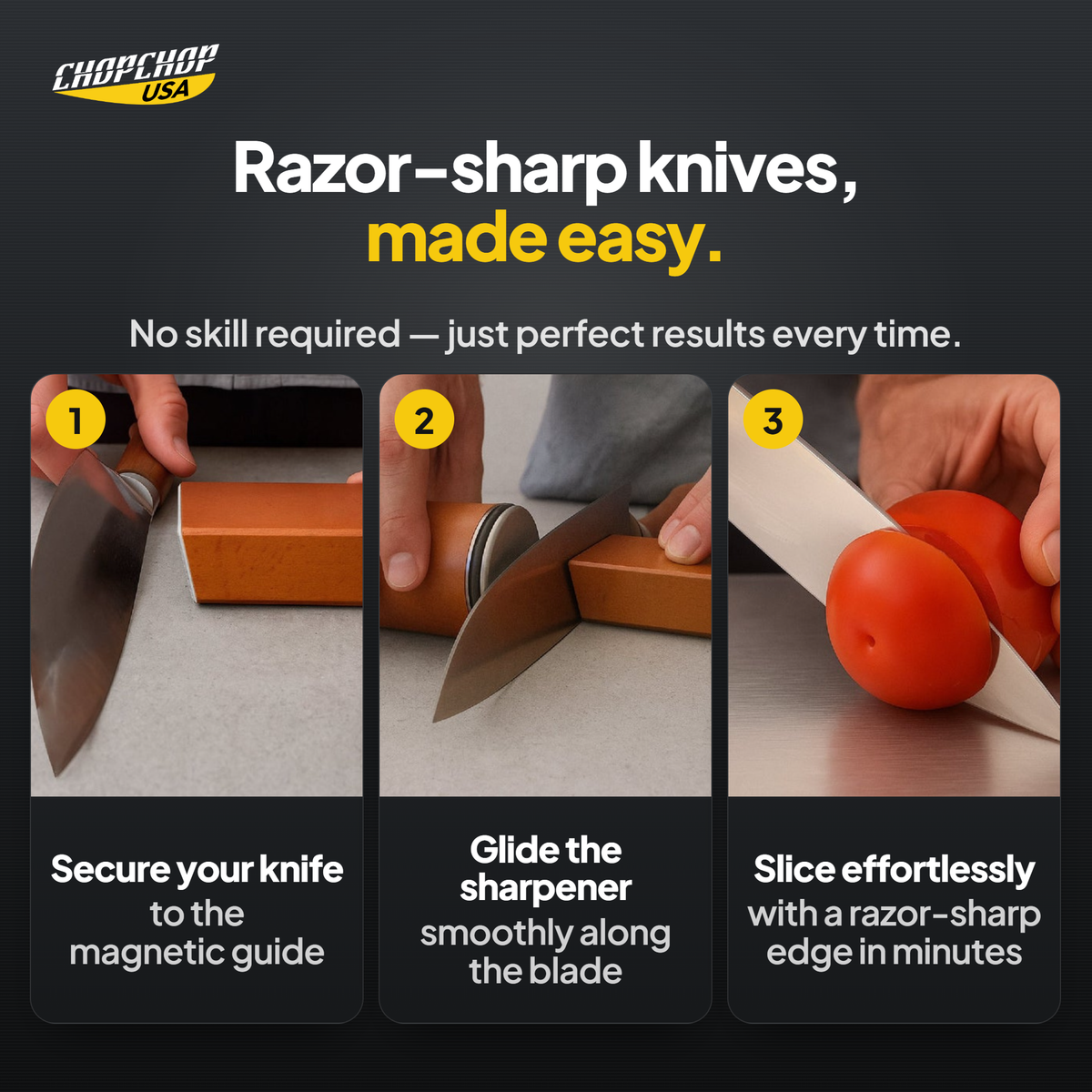 Razor-sharp knives, made easy – ChopChop rolling knife sharpener