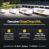 Genuine ChopChop USA stainless steel kitchen knife, sold at chopchopusa.com and our official Amazon store, with 100-day money-back guarantee