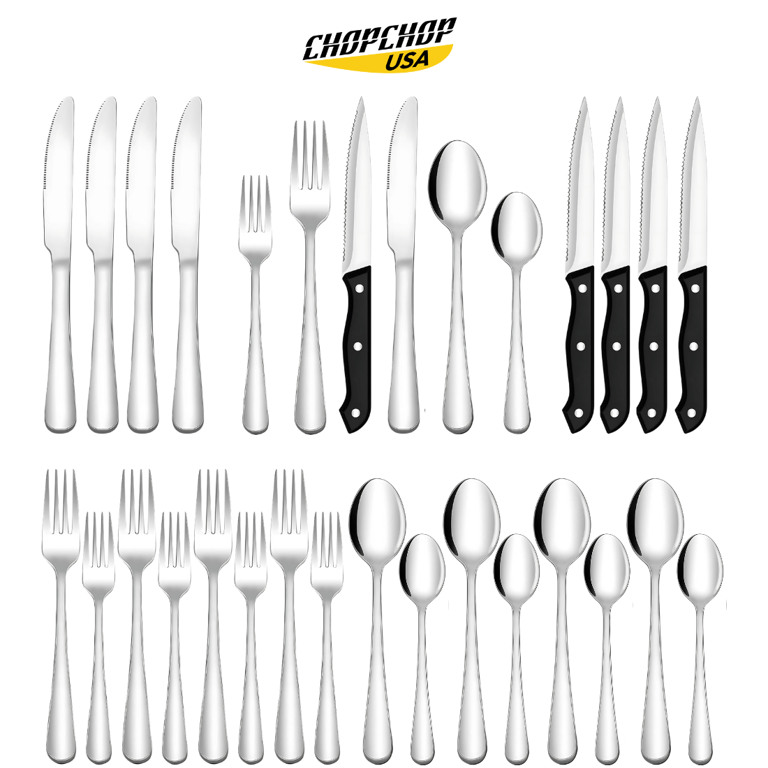 ChopChop USA 24-Piece Stainless Steel Silverware Set