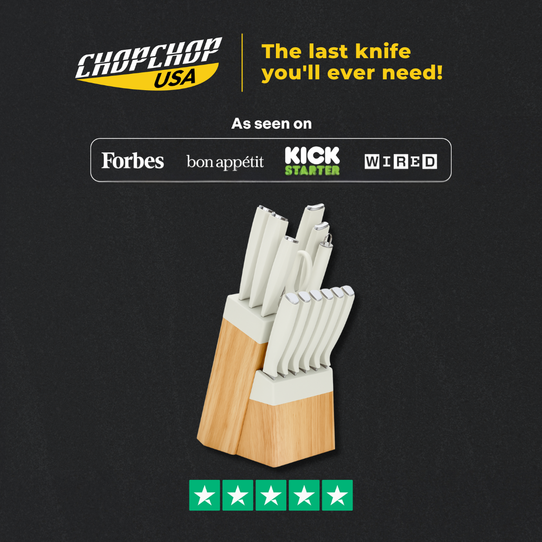 ChopChop USA  Stainless Steel Knife Block Set