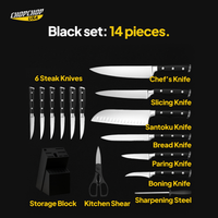 Black set: 14 pieces – ChopChop stainless steel knife block set
