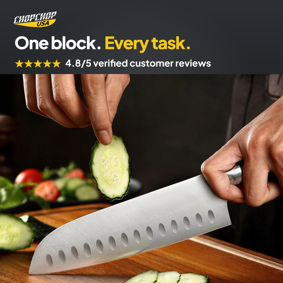 One block. Every task – ChopChop stainless steel knife block set