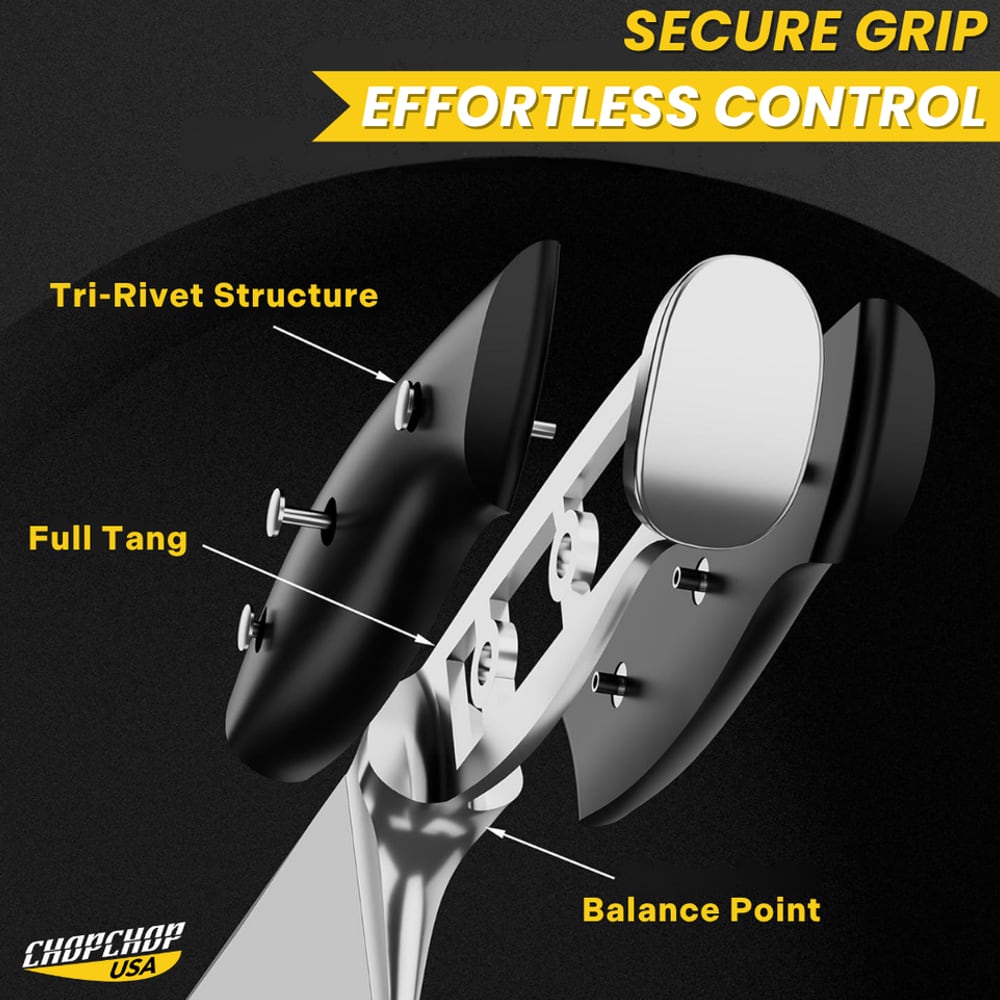 Knife handle with secure grip for effortless control