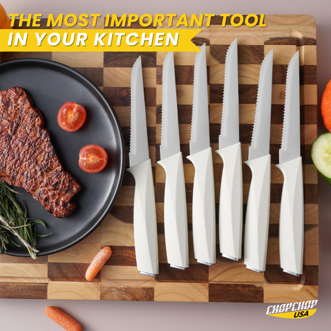 ChopChop USA  Stainless Steel Knife Block Set