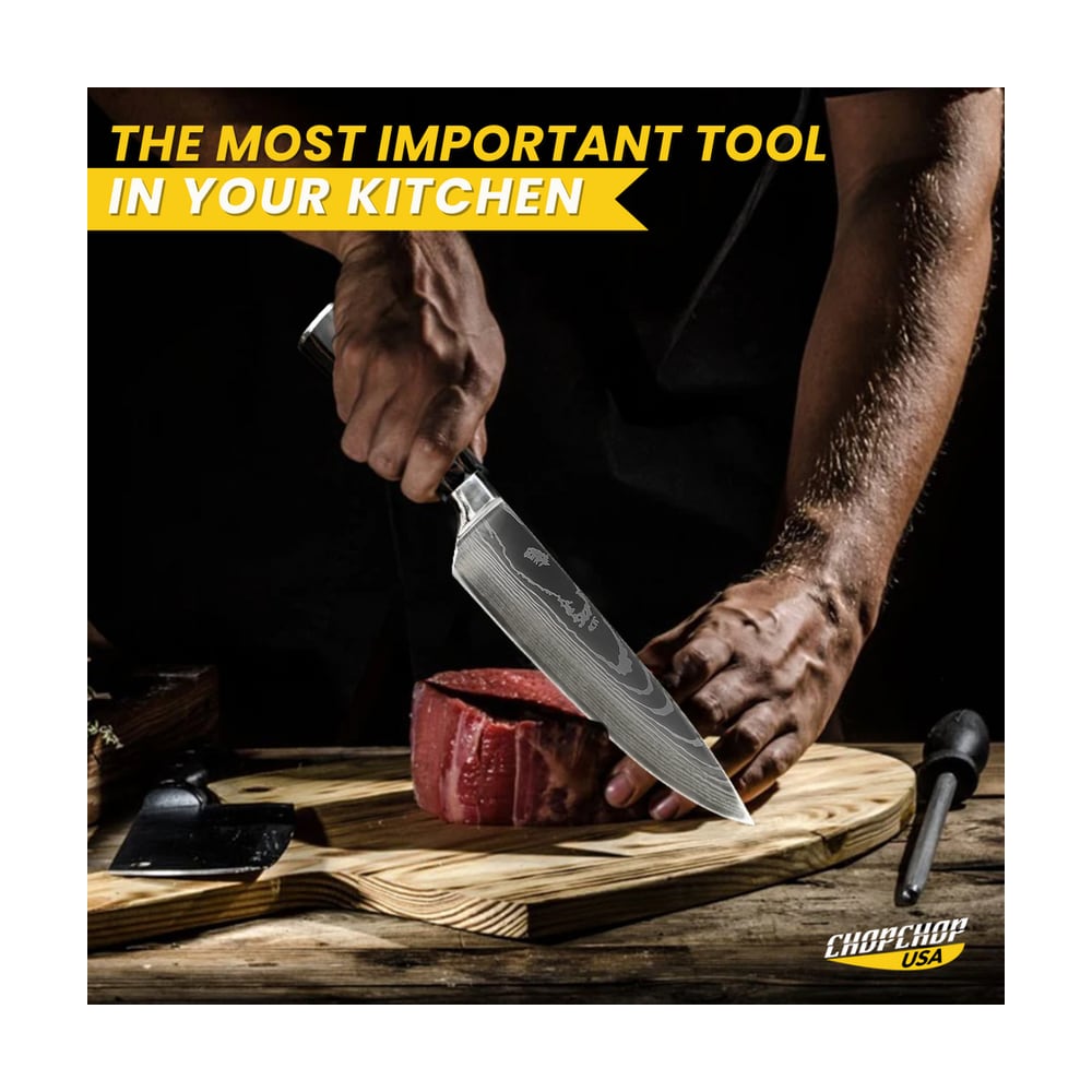 ChopChop USA stainless steel kitchen knife slicing meat