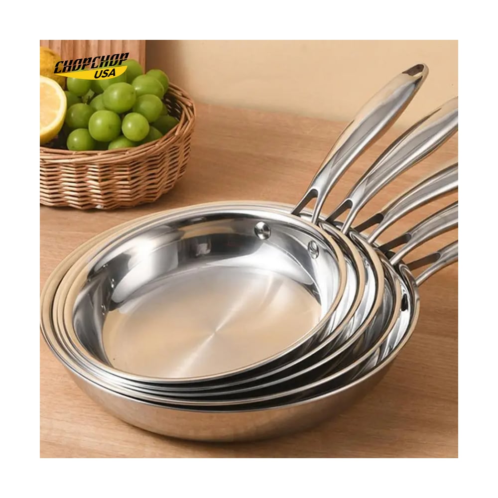 ChopChop USA Premium Stainless Steel Frying Pans in five sizes
