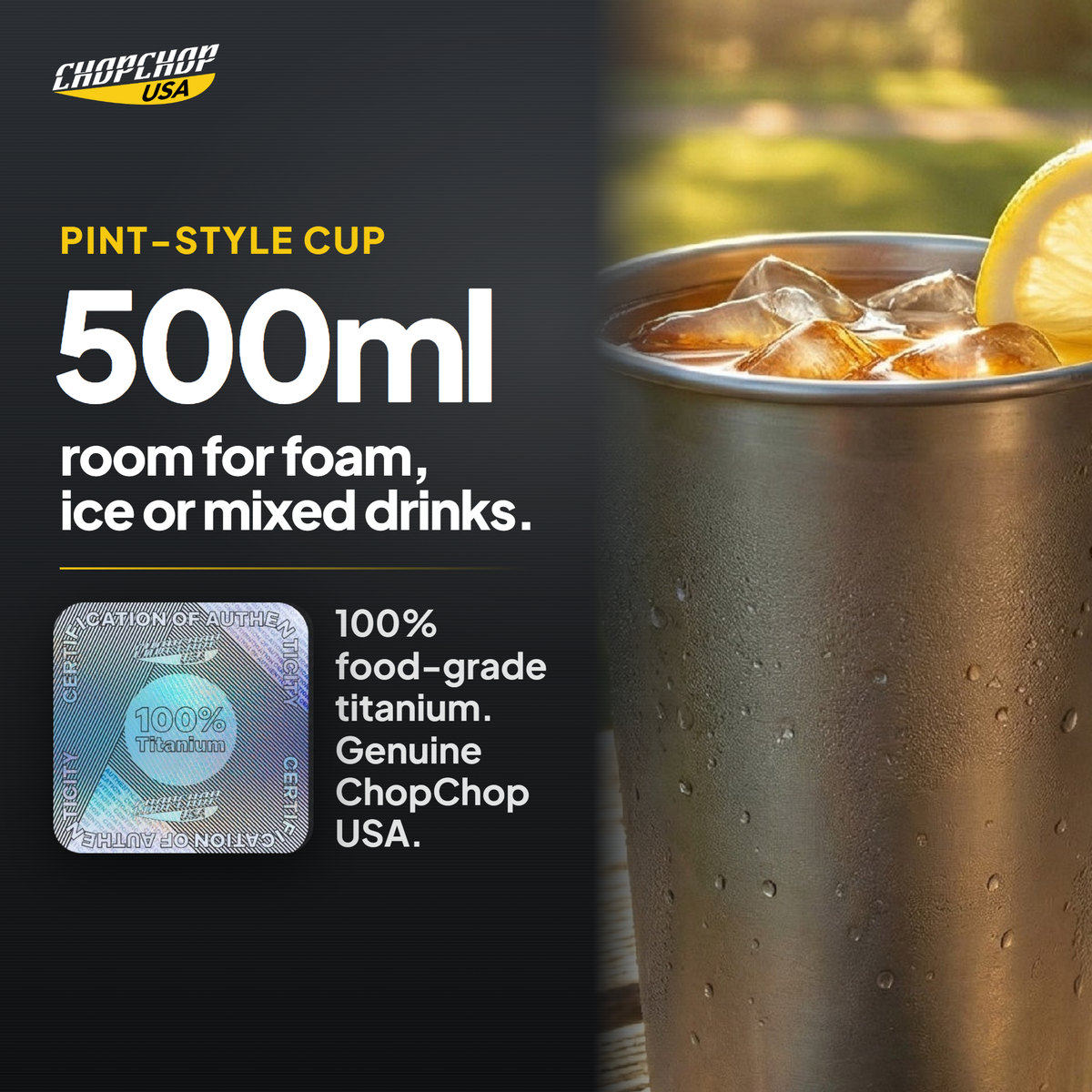500 ml pint-style cup – ChopChop titanium beer cup