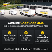Genuine ChopChop USA titanium beer cup, sold at chopchopusa.com and our official Amazon store, with 100-day money-back guarantee