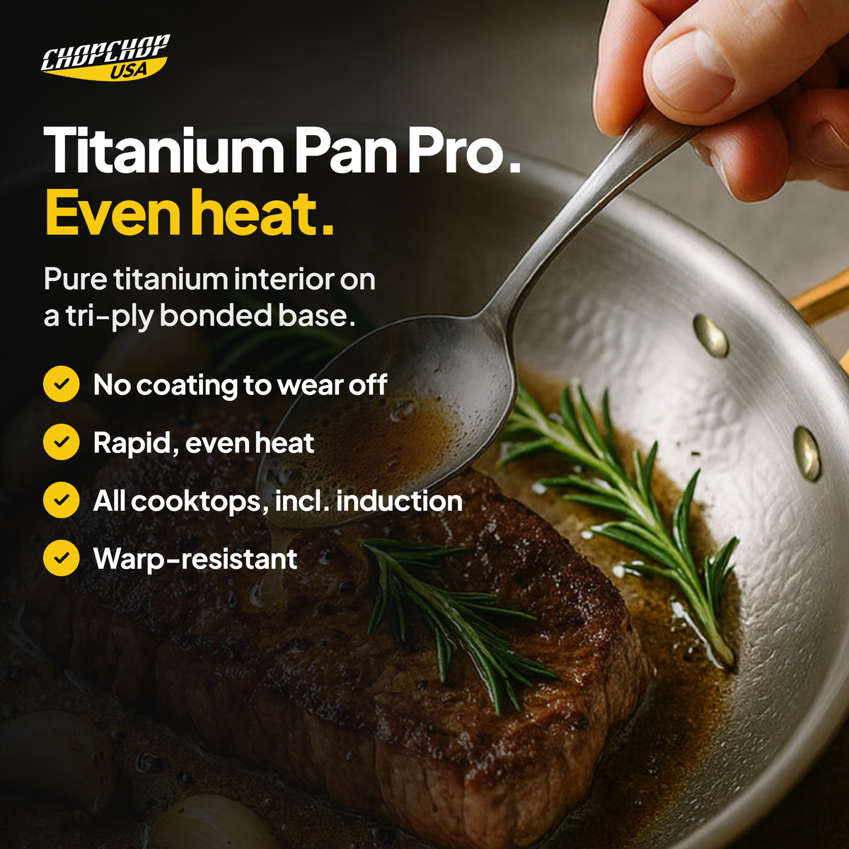 Titanium Pan Pro. Even heat – ChopChop titanium chef cookware set