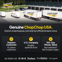 Genuine ChopChop USA titanium cookware set, sold at chopchopusa.com and our official Amazon store, with 100-day money-back guarantee