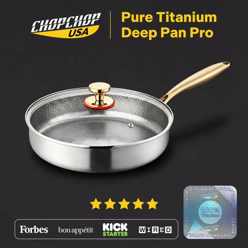 ChopChop USA pure titanium Deep Pan Pro with glass lid