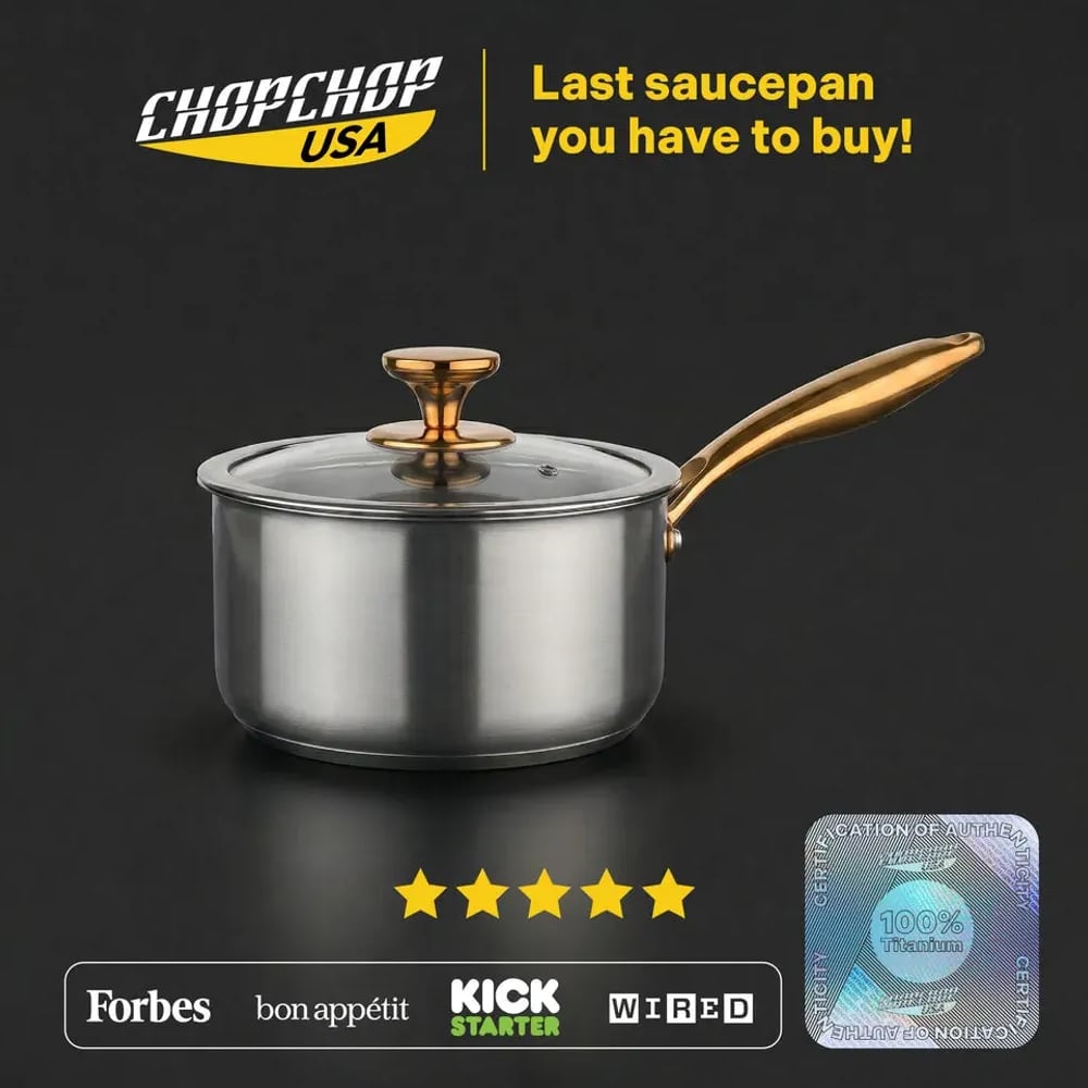ChopChop USA pure titanium Saucepan Pro with glass lid