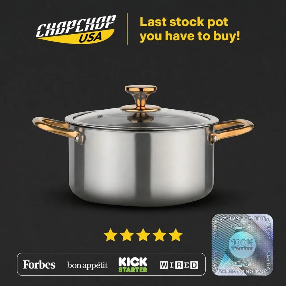 ChopChop USA pure titanium Stock Pot Pro with glass lid