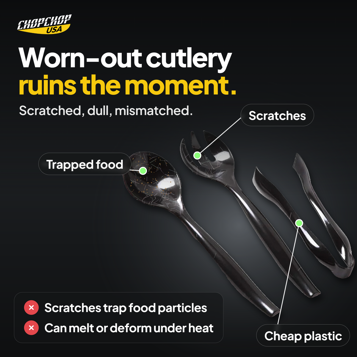 Worn-out cutlery ruins the moment: the everyday problem the ChopChop titanium cutlery set solves