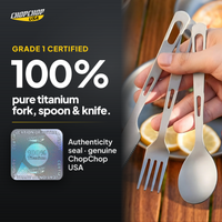 100% pure grade 1 titanium fork, spoon and knife – ChopChop titanium cutlery set