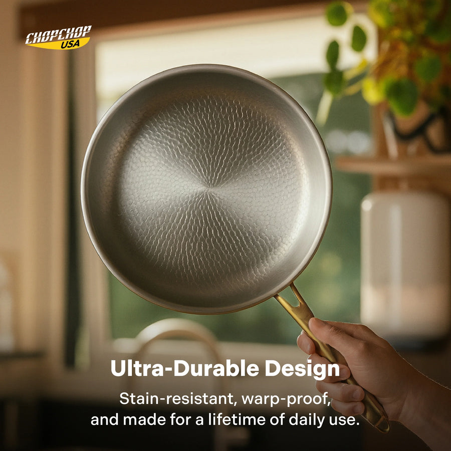 Ultra-durable design: stain-resistant, warp-proof titanium pan
