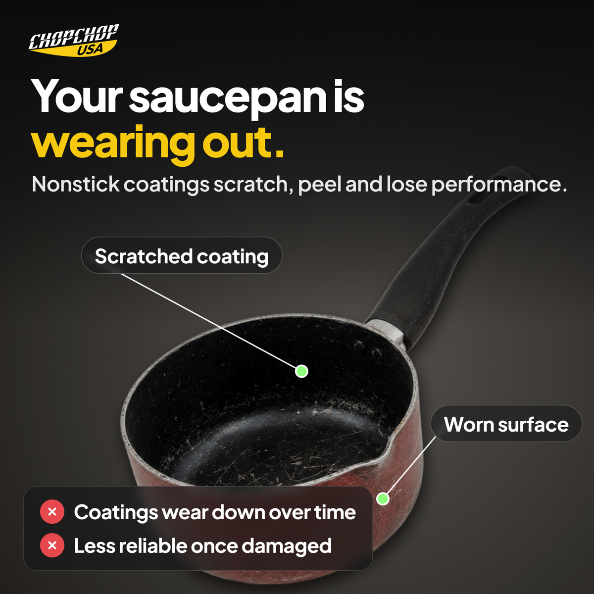 Your saucepan is wearing out: the everyday problem the ChopChop titanium saucepan solves