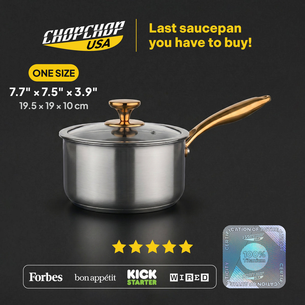 ChopChop USA Pure Titanium Saucepan Pro
