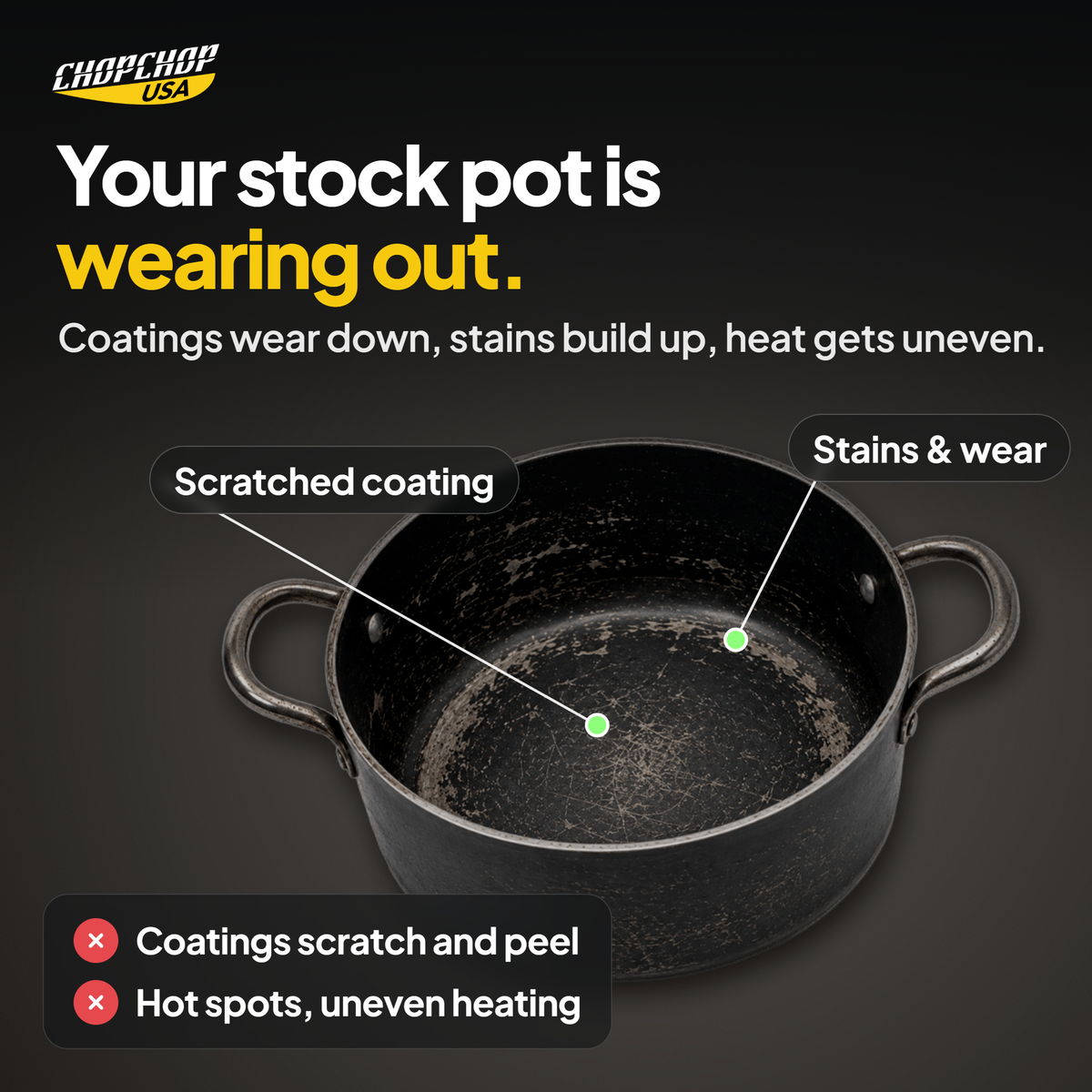 Your stock pot is wearing out: the everyday problem the ChopChop titanium stock pot solves