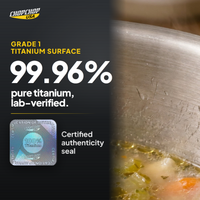 99.96% pure grade 1 titanium surface, lab-verified – ChopChop titanium stock pot
