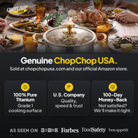 Genuine ChopChop USA titanium stock pot, sold at chopchopusa.com and our official Amazon store, with 100-day money-back guarantee