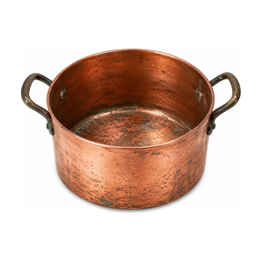 Tarnished copper stock pot