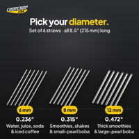 Pick your diameter – ChopChop titanium straws sizes and dimensions