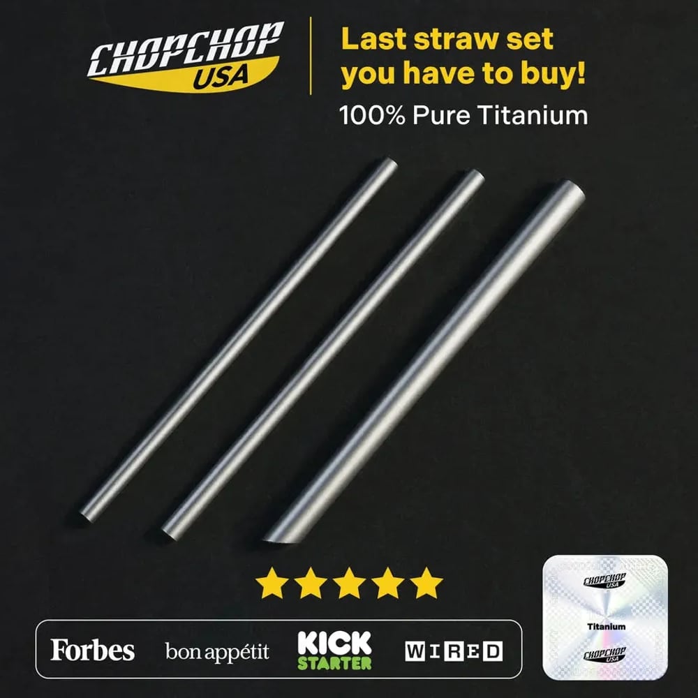 ChopChop USA 100% pure titanium straw set